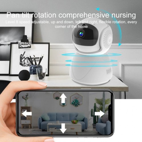 ZAS-5G01 1080p Accueil 5G WIFI Caméra panoramique double bande avec carte TF de 32 Go, support IR Night Vision & AP Hot Spot & Zone d'alarme désignée, SH75EU174-08