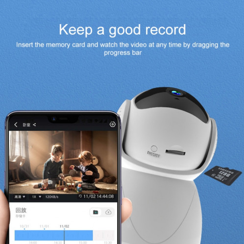 ZAS-5G01 1080p Accueil 5G WIFI Caméra panoramique double bande avec carte TF de 32 Go, support IR Night Vision & AP Hot Spot & Zone d'alarme désignée, SH75EU174-08