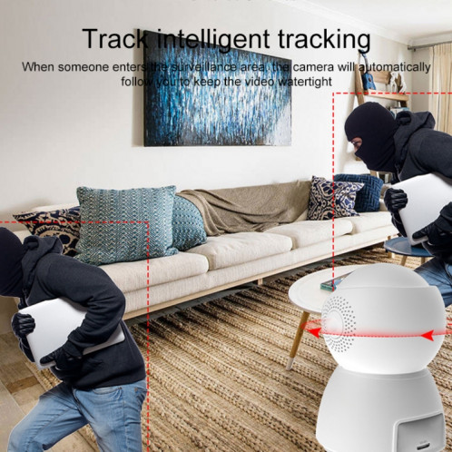 ZAS-5G01 1080p Accueil 5G WIFI Caméra panoramique à deux bandes avec carte TF de 128 Go, support IR Night Vision & AP Hot Spot et Zone d'alarme désignée, Plug EU SH77EU1898-08