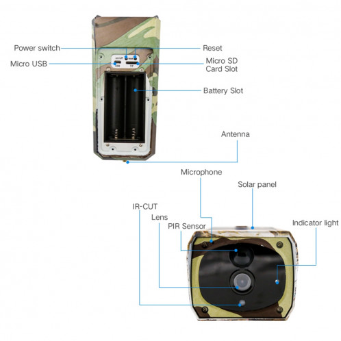 VESAFE VS-Y4 Caméra solaire IP WiFi avec batterie 1080p HD à motif Feuille d'érable, prend en charge la détection de mouvement PIR, la vision nocturne infrarouge et la carte TF (64 Go max.) SH70881437-012