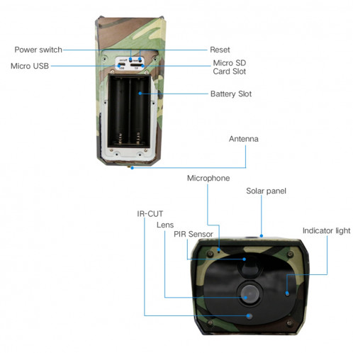 Caméra IP solaire WiFi sur batterie VESAFE VS-Y4 1080P HD, avec détection de mouvement PIR et vision nocturne infrarouge et carte TF (64 Go max.) SH7089717-012