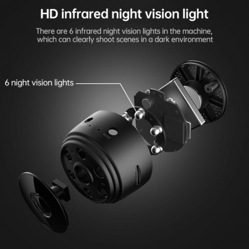 Enregistreur grand angle de vision nocturne de caméra réseau sans fil A9 1080P Wifi (noir) SH380B616-018