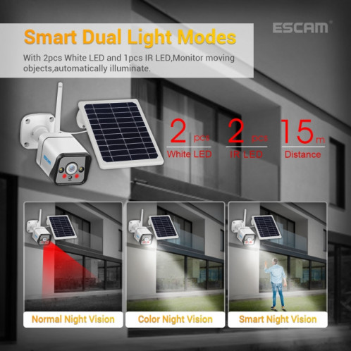 Caméra IP à panneau solaire ESCAM QF320 HD 1080P 4G, prise en charge de la vision nocturne et de la carte TF et de la détection de mouvement PIR et de l'audio bidirectionnel SE77821812-017