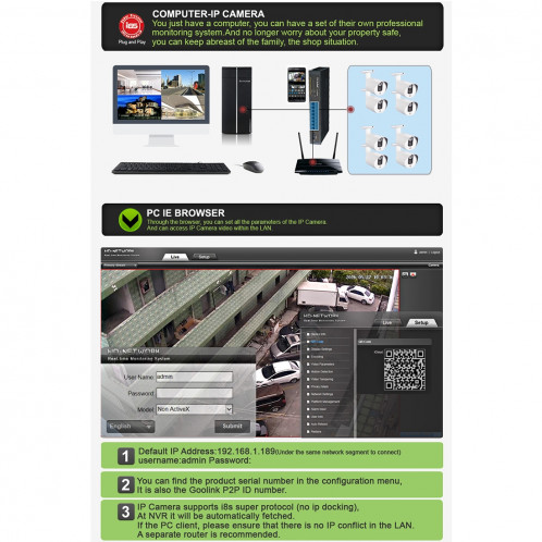 633H2 / IP POE (Power Over Ethernet) Caméra de surveillance de sécurité à la maison caméra IP 1080p, IP66 étanche, vision nocturne de soutien et téléphone à distance (blanc) SH041W381-010