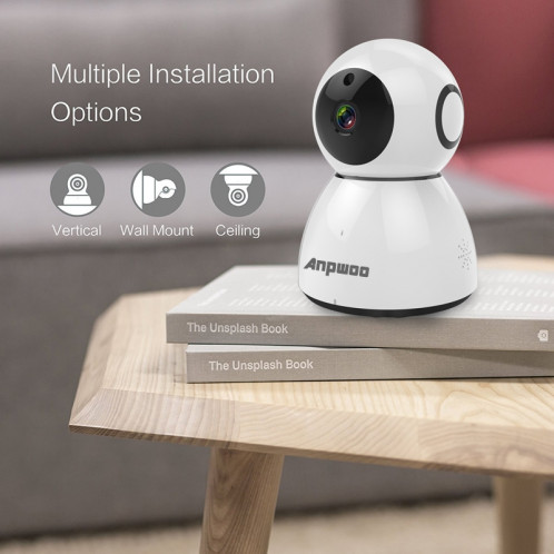 Anpwoo Snowman Caméra IP 1080p HD WiFi, détection de mouvement et vision nocturne infrarouge et carte TF (max. 64 Go) (blanc) SA796W1550-017