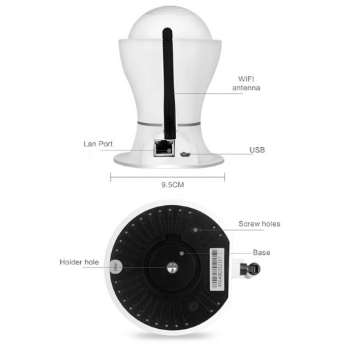 Anpwoo Hercules GM8135 + Caméra IP HD 1080p SC2145, détection de mouvement de soutien et vision nocturne infrarouge et carte TF (128 Go max.) (Blanc) SA798W63-013