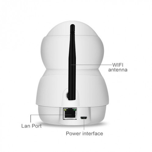 Anpwoo Warrior Caméra IP HD WiFi 1080p GM8135 + SC2145, détection de mouvement de soutien et vision nocturne infrarouge et carte TF (128 Go max.) (Blanc) SA799W1065-013