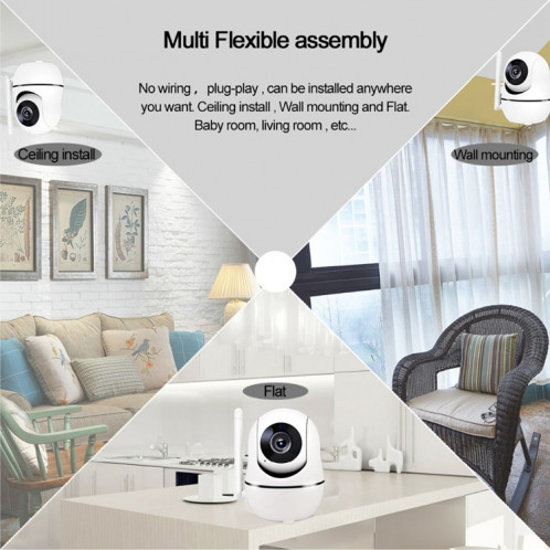 Anpwoo YT008 720P HD WiFi Caméra IP, détection de mouvement de soutien et vision nocturne infrarouge et carte SD (Max 32 Go) (blanc) SA801W648-013