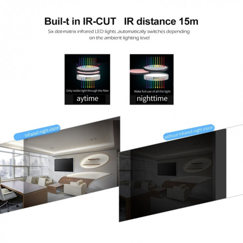 Anpwoo YT008 720P HD WiFi Caméra IP, détection de mouvement de soutien et vision nocturne infrarouge et carte SD (Max 32 Go) (blanc) SA801W648-013