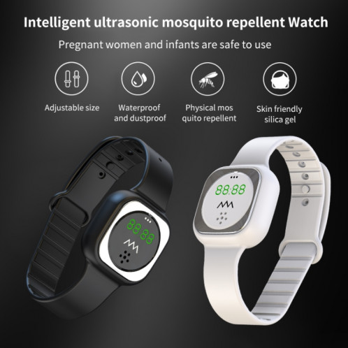 Bracelet anti-mousquet de gel de silice extérieure F9 avec horloge (blanc) SH223W689-07