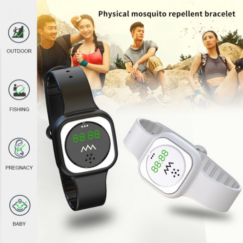 Bracelet anti-mousquet de gel de silice extérieure F9 avec horloge (blanc) SH223W689-07
