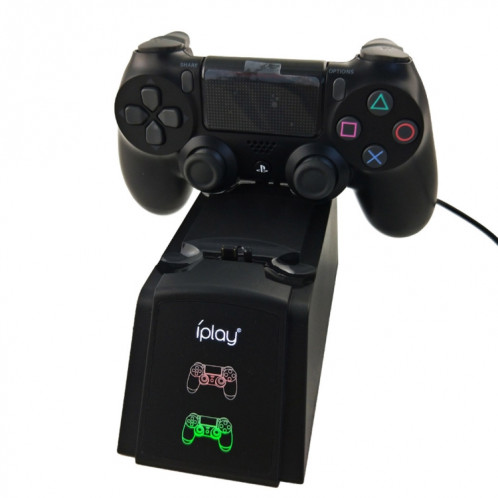Support de station de chargement à double port / support de charge de contrôleur pour Sony Playstation 4 PS4 et Slim PS4 Pro avec écran à DEL (noir) SH047B1225-07