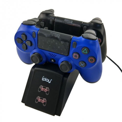 Support de station de chargement à double port / support de charge de contrôleur pour Sony Playstation 4 PS4 et Slim PS4 Pro avec écran à DEL (noir) SH047B1225-07