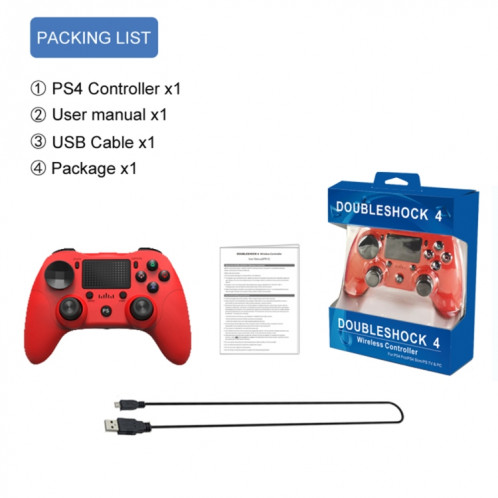 Manette de jeu Bluetooth sans fil P912 pour PS4 / PC (rouge) SH187R24-013