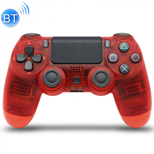 Contrôleur de poignée de jeu Bluetooth sans fil transparent avec lampe pour PS4, version américaine (rouge) SH512R1010-04