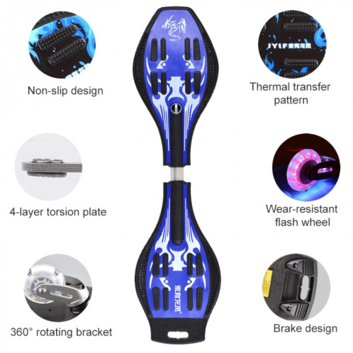 Fashion Vulcan Pattern Two-wheeled Skateboard Luminous Flash Wheel Vitality Board (Bleu) SH331L1707-012