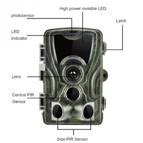 HC801A 8MP étanche IP65 IR Vision nocturne caméra de piste de chasse de sécurité, programme Novatek96650, grand angle de 120 degrés, angle de détection PIR de 110 degrés SH1357966-09