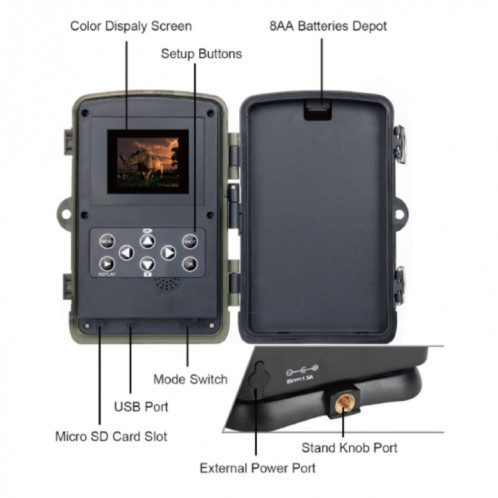 HC801A 8MP étanche IP65 IR Vision nocturne caméra de piste de chasse de sécurité, programme Novatek96650, grand angle de 120 degrés, angle de détection PIR de 110 degrés SH1357966-09