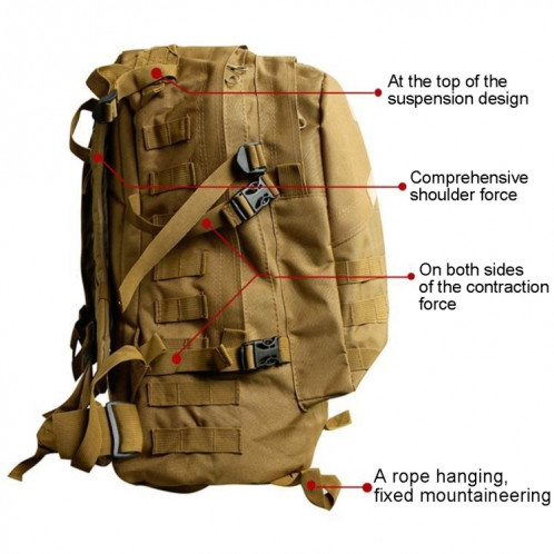 INDEPMAN DL-B001 Mode Camouflage Style Hommes Oxford Tissu Sac À Dos Épaules Sac 40L Randonnée Camping Camping Sac De Voyage Paquet 3D avec MOLLE Expansé & Autocollant Magique & Bandoulière Réglable, SI400C1129-013