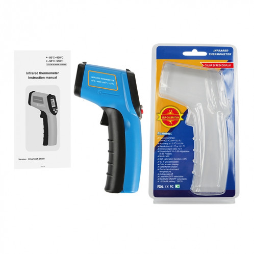 Thermomètre infrarouge à point laser numérique portable GM333A, plage de température:-50-400 degrés Celsius SH1719137-08