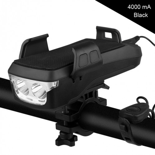 Porte-téléphone avant de vélo multifonction Bellcle Bell Bell Power Bank Accessoires 4 en 1 Lampe à cyclisme Lampe de poche (Noir) SH766B150-012