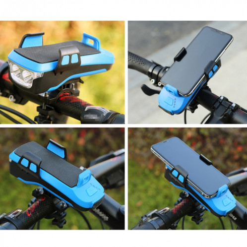 Multifonction Bike Porte-Téléphone avant Porte-Téléphone Bellcle Bell Banque Power Bank Accessoires 4 en 1 Lampe de cyclisme Lampe de poche (bleu) SH766L877-012