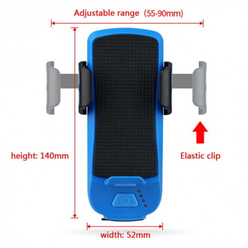 Multifonction Bike Porte-Téléphone avant Porte-Téléphone Bellcle Bell Banque Power Bank Accessoires 4 en 1 Lampe de cyclisme Lampe de poche (bleu) SH766L877-012