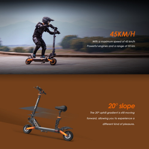  Kukirin G2 Pro 600W Trottinette tout-terrain électrique pliante à trois vitesses avec pneus de 9 pouces et écran LCD (Noir) SK2BEU84-07