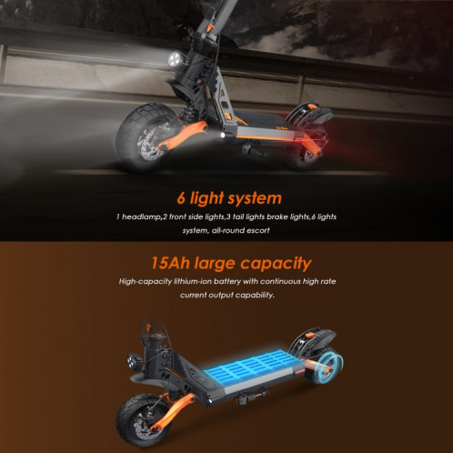  Kukirin G2 Pro 600W Trottinette tout-terrain électrique pliante à trois vitesses avec pneus de 9 pouces et écran LCD (Noir) SK2BEU84-07