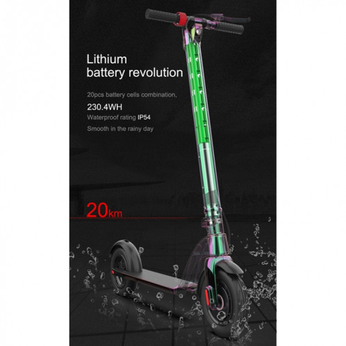  Scooter tout-terrain pliable étanche extérieur X7 avec pneus à vide de 10 pouces et écran LCD et lumières LED et batterie au lithium 6,4AH, charge: 20-100 kg (noir) SH9BEU1329-020
