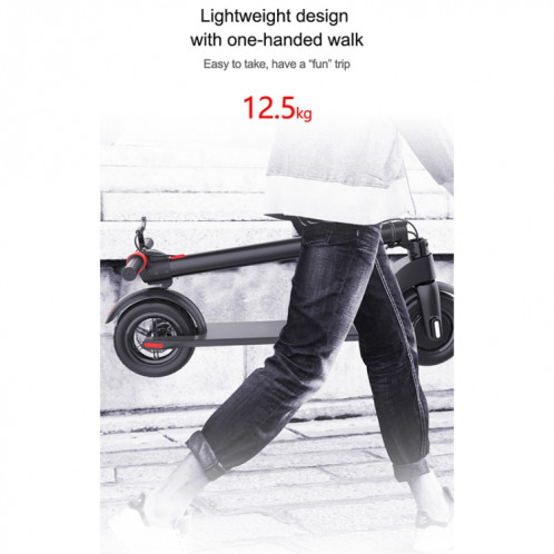  Scooter tout-terrain pliable étanche extérieur X7 avec pneus à vide de 10 pouces et écran LCD et lumières LED et batterie au lithium 6,4AH, charge: 20-100 kg (noir) SH9BEU1329-020