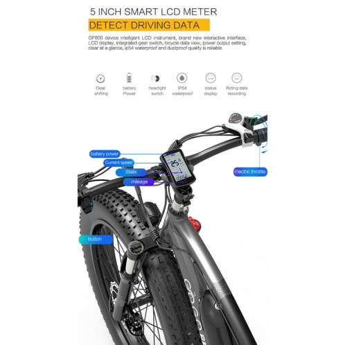  Gogouseat GF600 48V 13Ah 1000W Transmission Vélo électrique avec pneus de 26 pouces, fiche UE (jaune noir) SG6YEU979-07