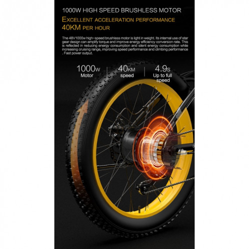  Gogouse GF600 Vélo électrique de transmission 1000W 1000W avec pneus de 26 pouces, prise EU (vert noir) SG6GEU238-07