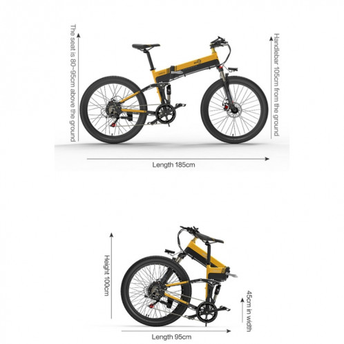  BEZIOR X500 PRO 10.4AH 500W Vélo de montagne électrique pliante avec des pneus de 26 pouces, fiche UE (jaune noir) SB4YEU1654-07