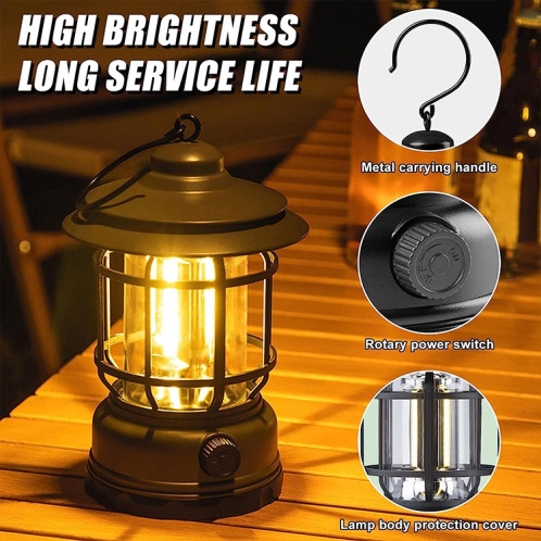 AOTU YT1030 Lampe à main d'urgence pour camping rétro extérieur (noir) SA185B1119-08