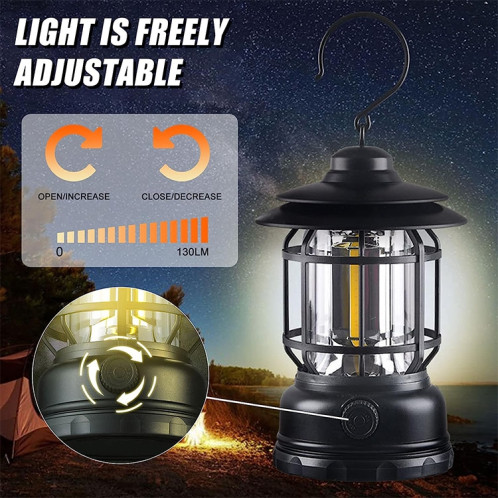 AOTU YT1030 Lampe à main d'urgence pour camping rétro extérieur (noir) SA185B1119-08