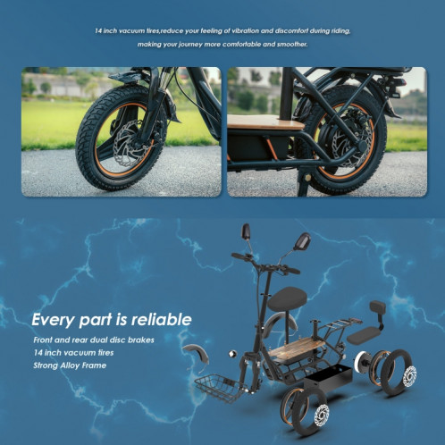  KuKirin C1 Pro 500W 48V 26Ah Scooter tout-terrain électrique avec pneus 14 pouces et siège arrière, SK7BEU1750-010