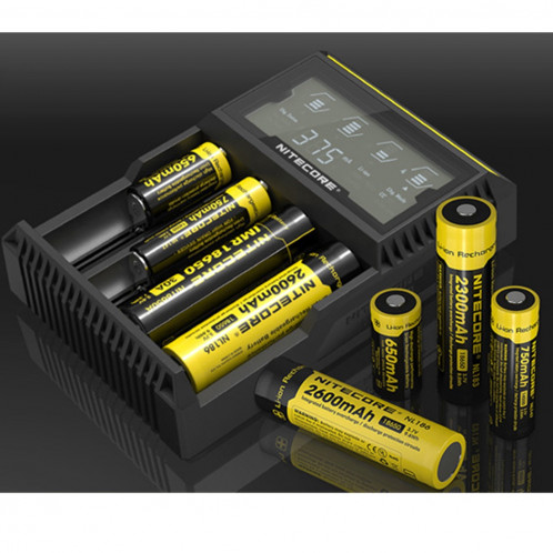 Chargeur Nitecore D4 Intelligent Digi Smart avec écran LCD pour piles 14500, 16340 (RCR123), 18650, 22650, 26650, Ni-MH et Ni-Cd (AA, AAA) SH43021382-09