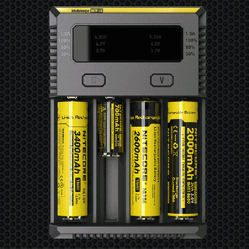 NOUVEAU Chargeur Digi Smart i4 Intelligent Nitecore avec indicateur DEL pour piles 14500, 16340 (RCR123), 18650, 22650, 26650, Ni-MH et Ni-Cd (AA, AAA) SH4303209-08