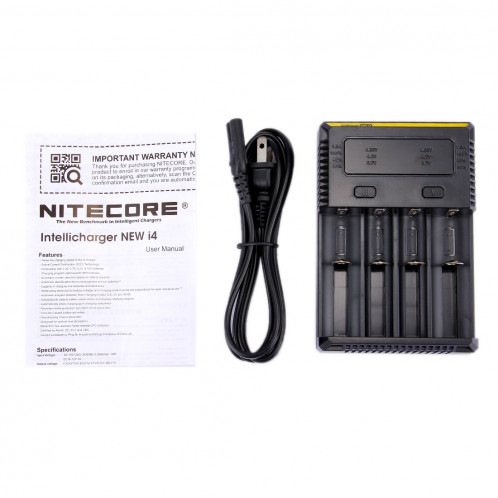 NOUVEAU Chargeur Digi Smart i4 Intelligent Nitecore avec indicateur DEL pour piles 14500, 16340 (RCR123), 18650, 22650, 26650, Ni-MH et Ni-Cd (AA, AAA) SH4303209-08