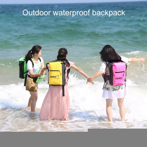 Sac à bandoulière pliant en plein air à double sac étanche en PVC, sac à dos étanche, capacité: 25L (bleu foncé) SH897D847-09