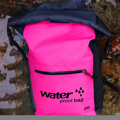 Sac à bandoulière pliant en plein air à double sac étanche en PVC, sac à dos étanche, capacité: 25L (rose) SH897F1797-09