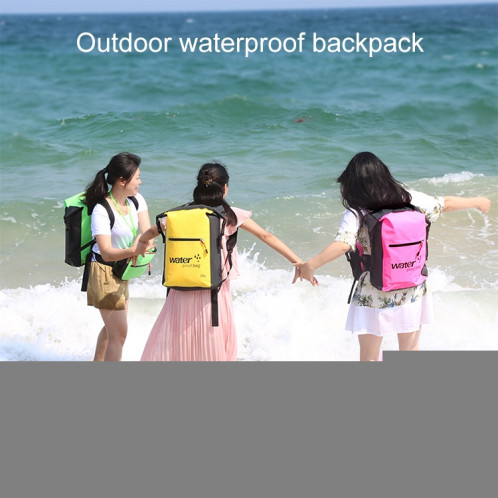 Sac à bandoulière pliant en plein air à double sac étanche en PVC, sac à dos étanche, capacité: 25L (rose) SH897F1797-09