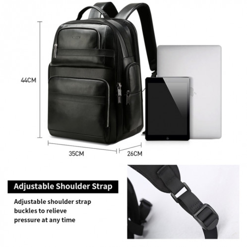 Bopai 851-019811 Grande capacité antivol étanche Leathar sac à dos pour ordinateur portable tablette pour 15,6 pouces et moins, avec port de chargement USB (noir) SB571B7-016