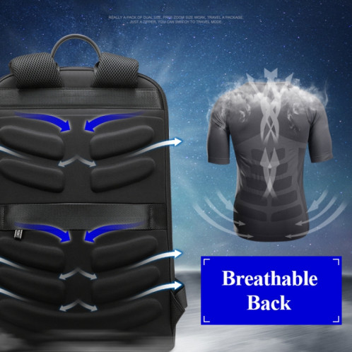 Bopai 851-023331 Sac à dos étanche ultra-mince antivol pour ordinateur portable pour 14 pouces et moins (noir) SB573B1585-016