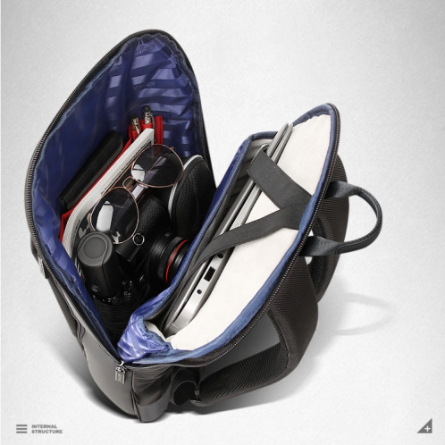 Bopai 851-023331 Sac à dos étanche ultra-mince antivol pour ordinateur portable pour 14 pouces et moins (noir) SB573B1585-016