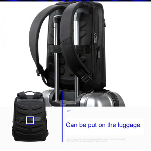 Bopai 61-07311 Sac à dos étanche antivol pour tablette pour ordinateur portable de grande capacité pour 15,6 pouces et moins, port de chargement USB externe (noir) SB574B1722-016
