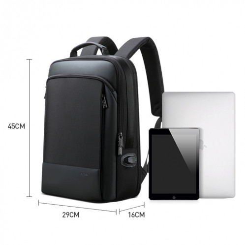 Bopai 61-07311 Sac à dos étanche antivol pour tablette pour ordinateur portable de grande capacité pour 15,6 pouces et moins, port de chargement USB externe (noir) SB574B1722-016
