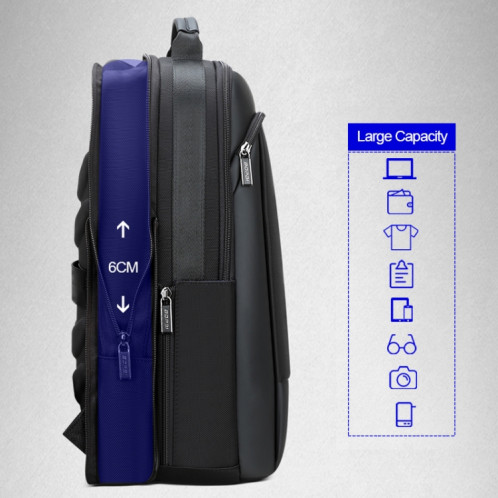 Bopai 61-07311 Sac à dos étanche antivol pour tablette pour ordinateur portable de grande capacité pour 15,6 pouces et moins, port de chargement USB externe (noir) SB574B1722-016