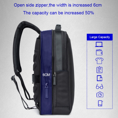 Bopai 751-006561 Sac à dos pour ordinateur portable respirant et décontracté de grande capacité avec interface USB externe, taille: 29 x 16 x 44 cm (noir) SB599B69-016
